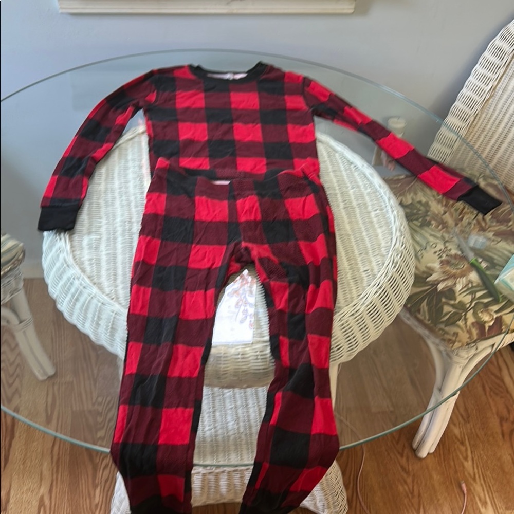 Old Navy Red and Black Plaid Kids Pajama Set